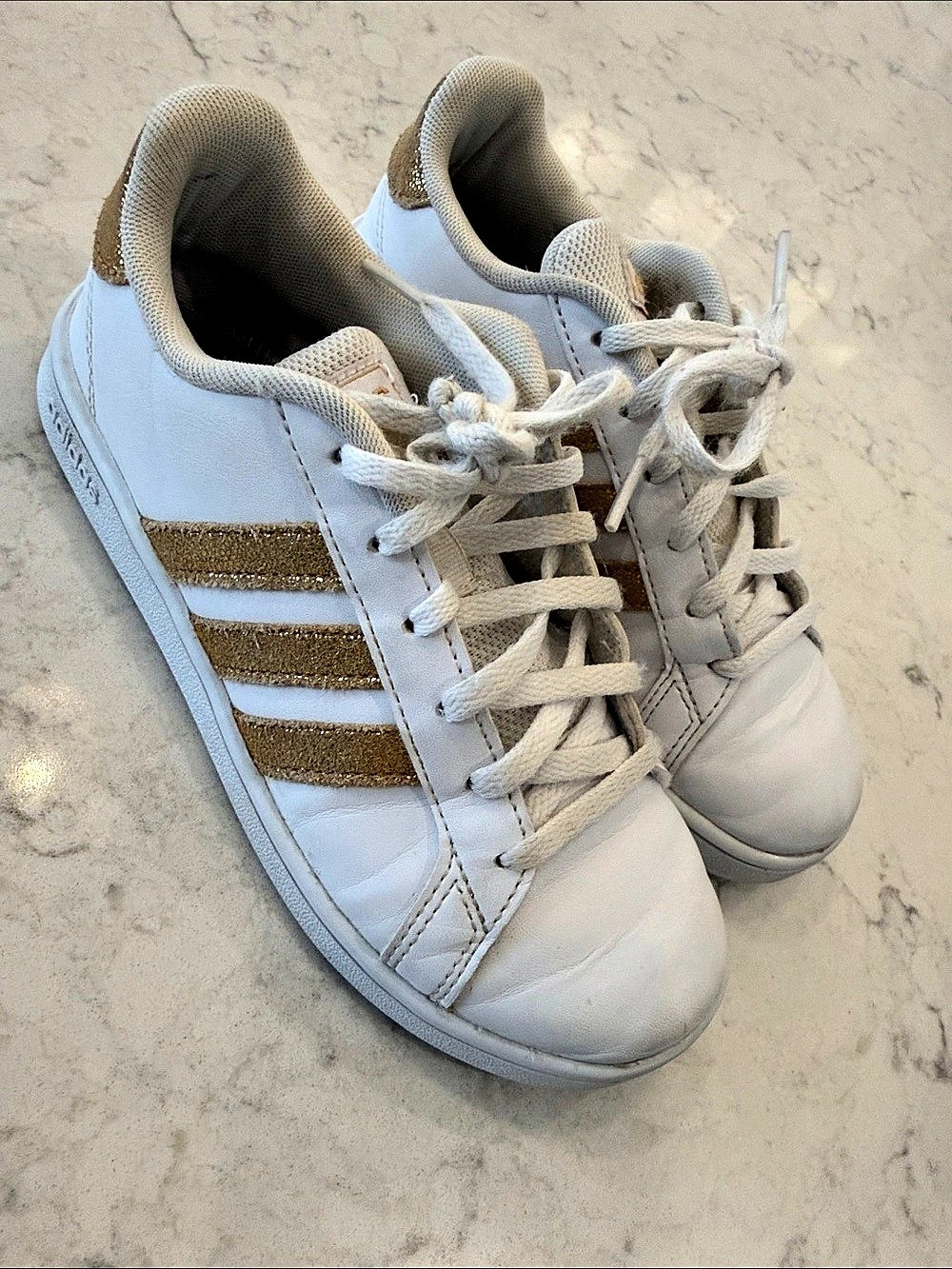 adidas Superstar White & Gold Sneakers